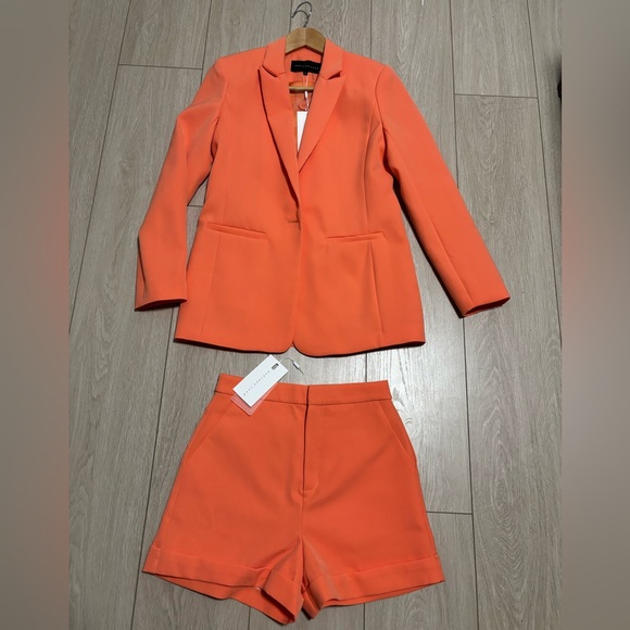 Endless Rose Jackets & Blazers - Endless Rose Vibrant Orange Blazer and Shorts Ensemble